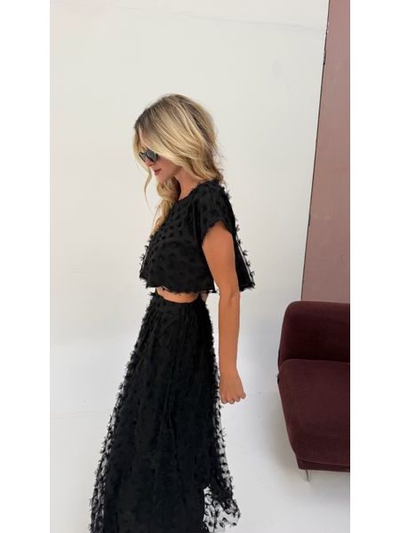 Černý Set Topu a Sukně Flower Power BeChick ❤