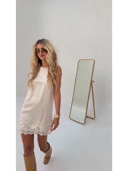 Cream Satin Winter Dress BeChick ❤