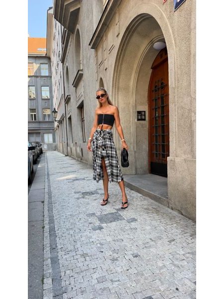 Kostkovaná sukně Button Down BeChick ❤