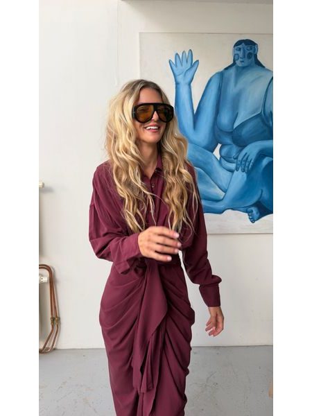 Burgundy Button Down Dress BeChick ❤