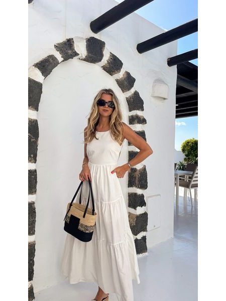 Bílé lněné maxi šaty Capri BeChick ❤