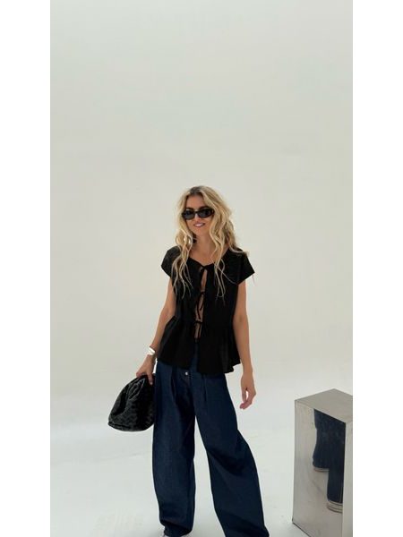 Black Cotton Bow Top BeChick ❤