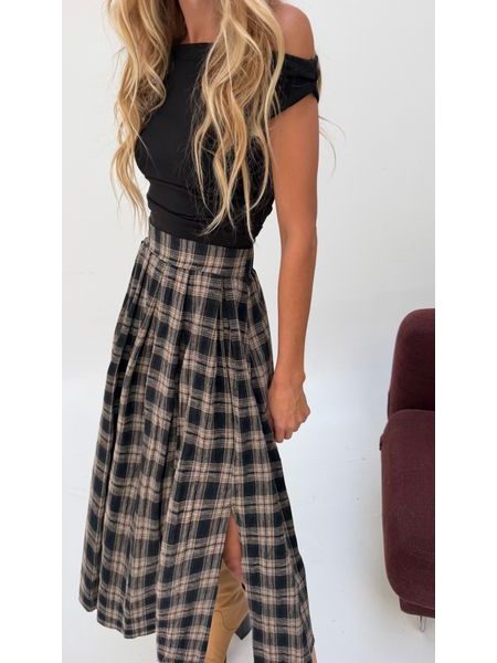 Checked Skirt Cotton Brown BeChick ❤