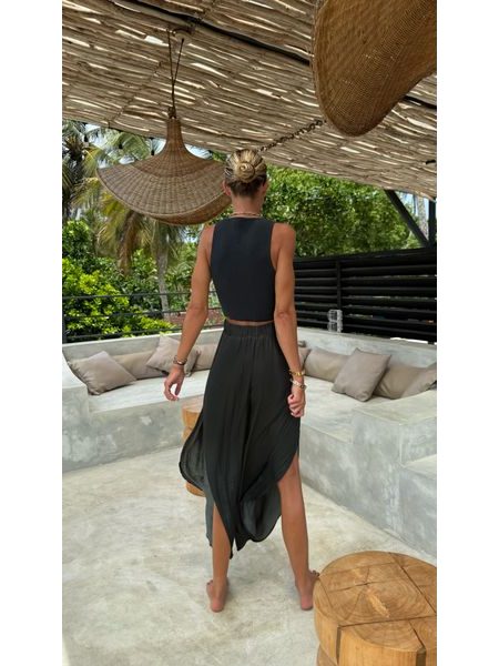 Olivový crop top V Neck BeChick ❤