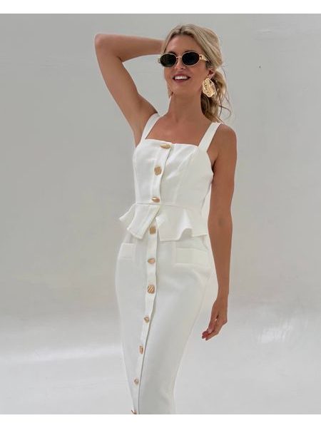 White Gold Button Dress BeChick ❤