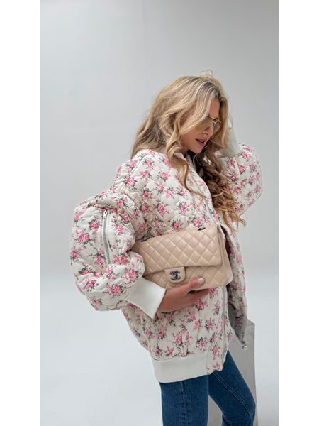 White quilted bomber Flower BeChick ❤