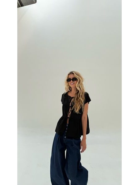 Black Cotton Bow Top BeChick ❤