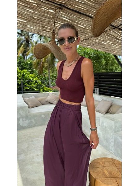 Vínový crop top V Neck BeChick ❤