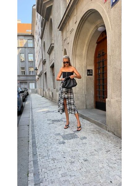 Kostkovaná sukně Button Down BeChick ❤