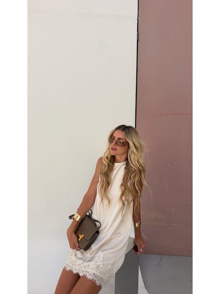 Cream Satin Winter Dress BeChick ❤