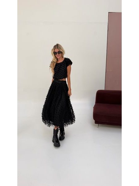 Černý Set Topu a Sukně Flower Power BeChick ❤
