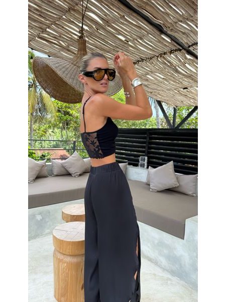 Black sports bra Mesh Flower Back BeChick ❤