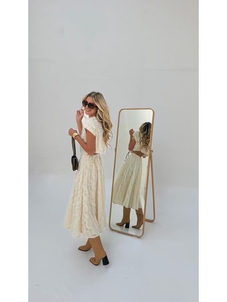 Cream Set of Top and Skirt Snow Flakes BeChick ❤