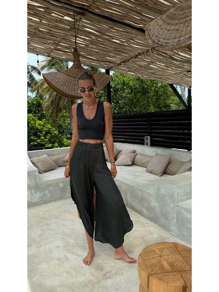 Olivový crop top V Neck BeChick ❤
