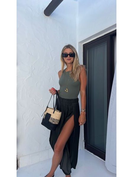 Olive Knit Top Simple Bechick ❤