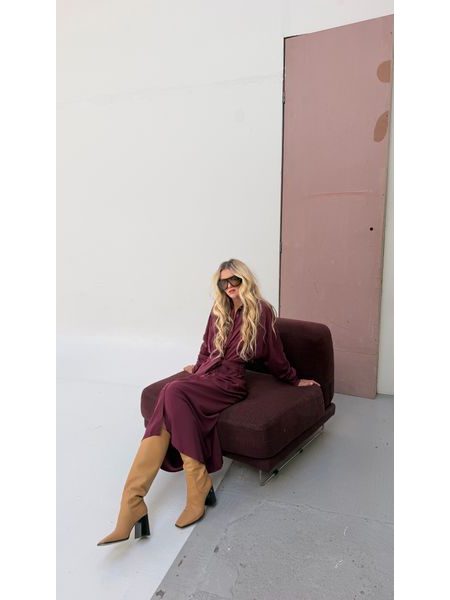 Burgundy Button Down Dress BeChick ❤
