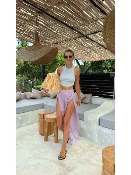 Šedý crop top Simple Bechick ❤