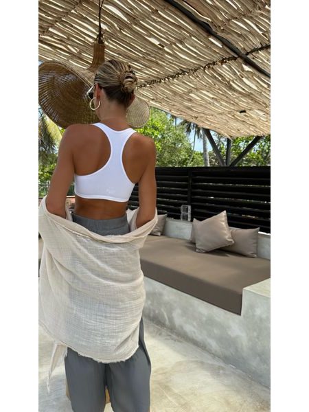 Bílá sportovní podprsenka Ribbed Racerback BeChick ❤