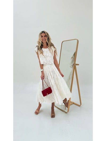 Flower Cream Top &amp; Skirt Set BeChick ❤