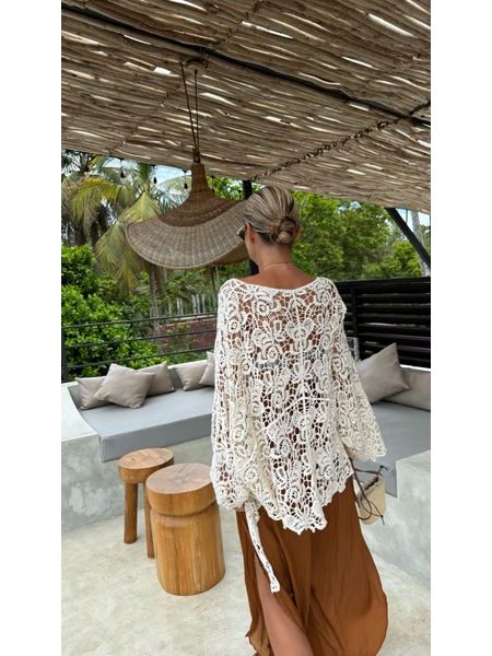 Krémový top/kimono Flower Bechick ❤