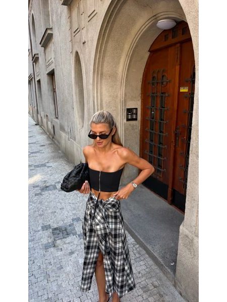 Kostkovaná sukně Button Down BeChick ❤
