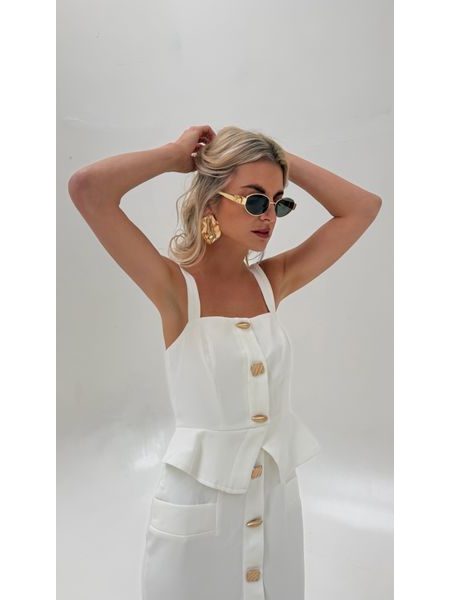 White Gold Button Dress BeChick ❤