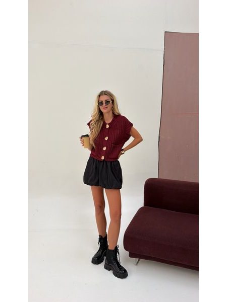 Burgundy Golden Button Waistcoat BeChick ❤