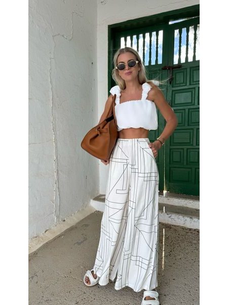 Geometrické kalhoty Natural Bechick ❤