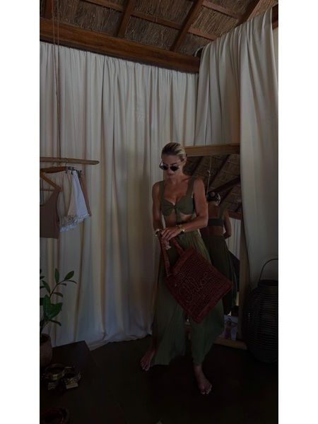 Linen Top Olive Abbey BeChick ❤