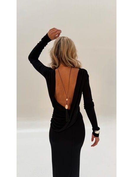 Black Open Back Maxi Dress BeChick ❤