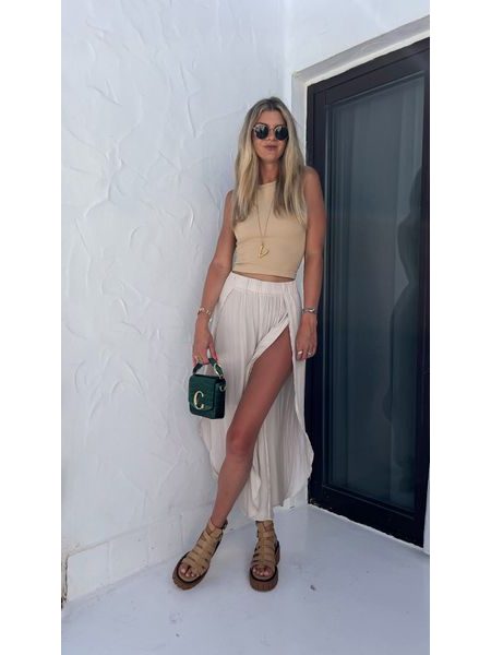 Cream Knitted Top Simple Bechick ❤