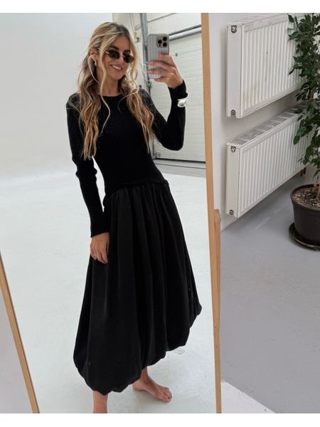 Black maxi dress Winter Poplin BeChick ❤