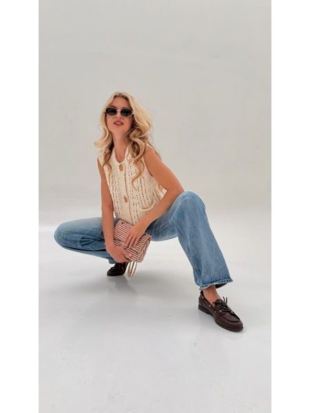 White Golden Button Vest BeChick ❤