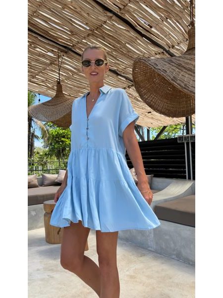Baby Blue šaty Button Up BeChick ❤