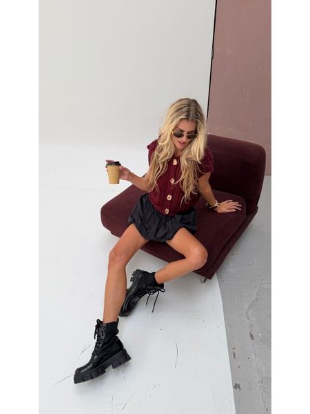 Burgundy Golden Button Waistcoat BeChick ❤