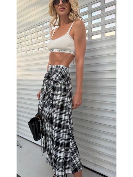 Checked Button-Down Skirt BeChick ❤
