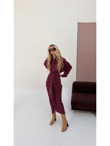 Burgundy Button Down Dress BeChick ❤