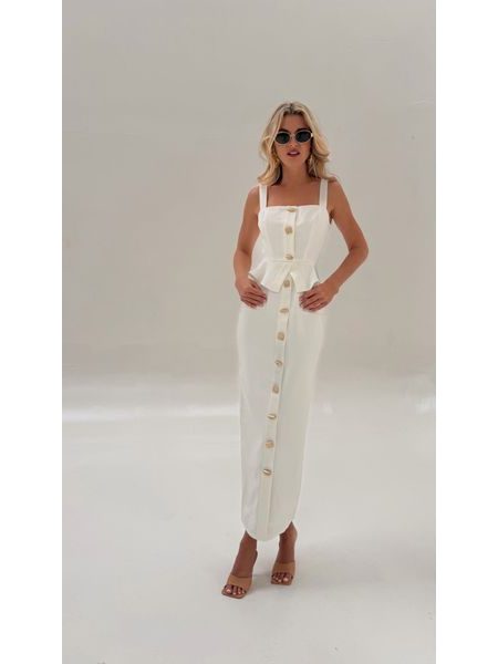 White Gold Button Dress BeChick ❤