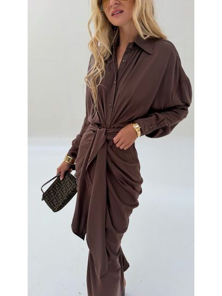 Chocolate Button Down Dress BeChick ❤