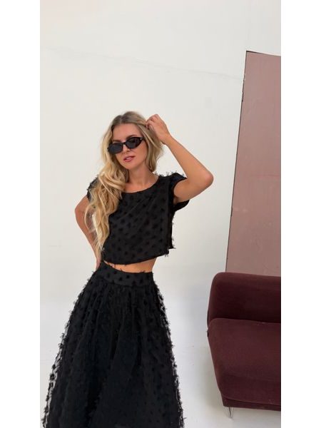 Černý Set Topu a Sukně Flower Power BeChick ❤