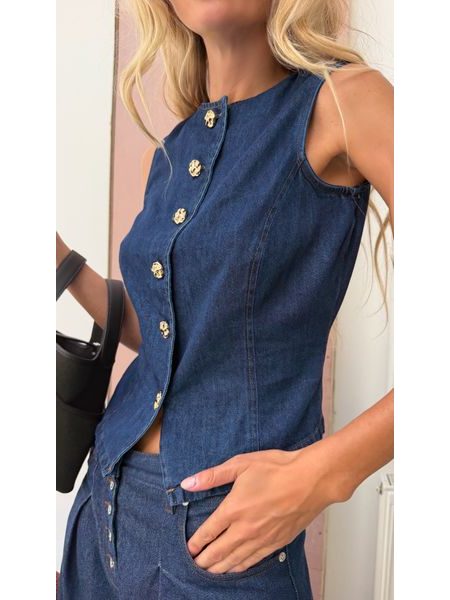 Denim Top Button Chic BeChick ❤