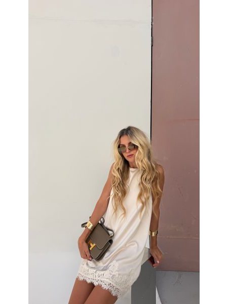 Cream Satin Winter Dress BeChick ❤
