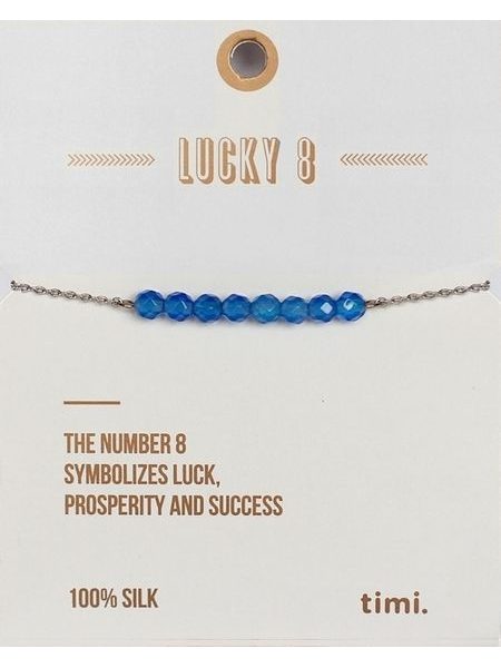 MAKE A WISH series: Blue Lucky 8 Stone Silver Bracelet