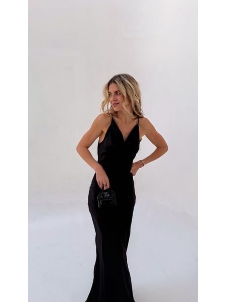 Černé saténové šaty Back Bodycon BeChick ❤