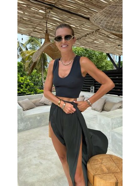 Olivový crop top V Neck BeChick ❤
