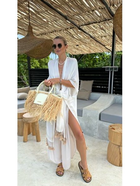 Krémový bavlněný top/kimono Fringe Bechick ❤