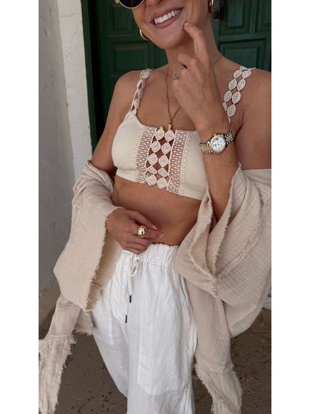 Krémová podprsenka Boho Lace BeChick ❤