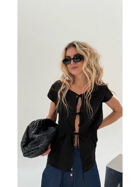 Black Cotton Bow Top BeChick ❤