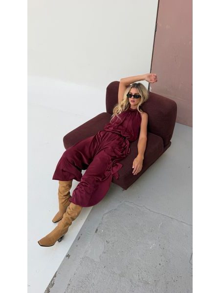 Burgundy Hailey Jumpsuit BeChick ❤