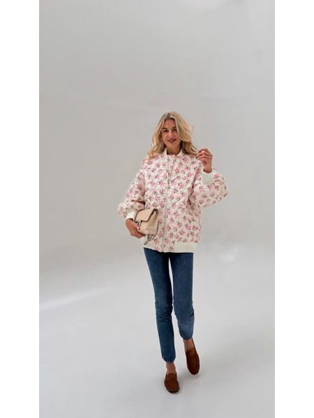 White quilted bomber Flower BeChick ❤